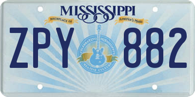 MS license plate ZPY882