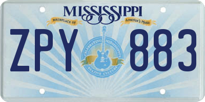 MS license plate ZPY883