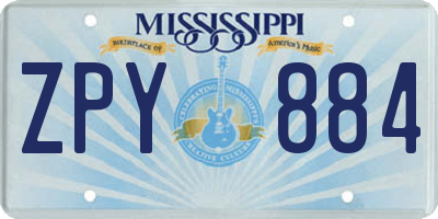 MS license plate ZPY884