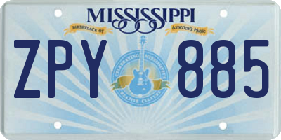 MS license plate ZPY885