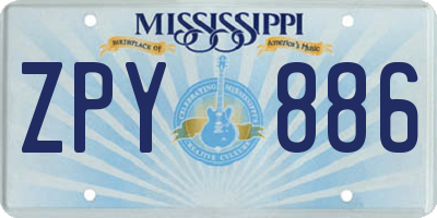 MS license plate ZPY886