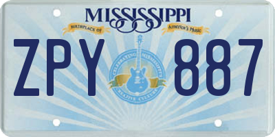 MS license plate ZPY887
