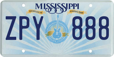 MS license plate ZPY888