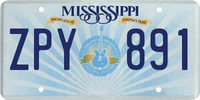 MS license plate ZPY891