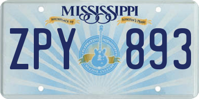 MS license plate ZPY893