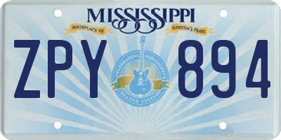 MS license plate ZPY894