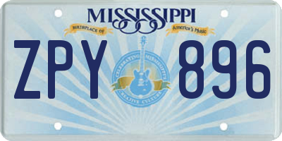 MS license plate ZPY896