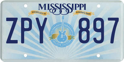 MS license plate ZPY897