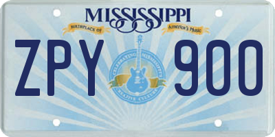 MS license plate ZPY900