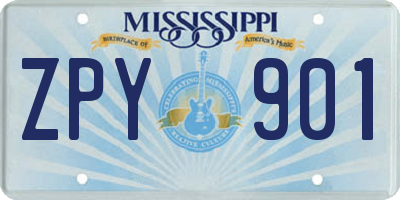 MS license plate ZPY901