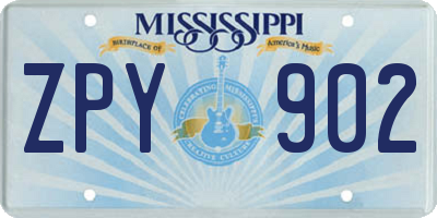 MS license plate ZPY902