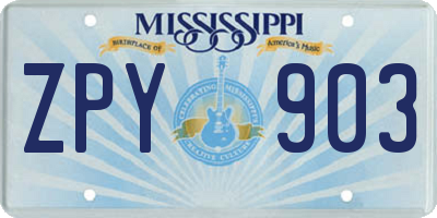 MS license plate ZPY903