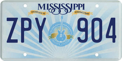 MS license plate ZPY904