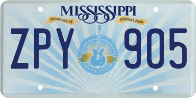 MS license plate ZPY905