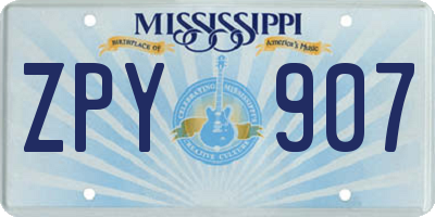 MS license plate ZPY907