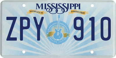 MS license plate ZPY910