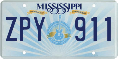 MS license plate ZPY911