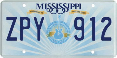 MS license plate ZPY912