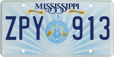 MS license plate ZPY913