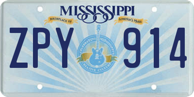 MS license plate ZPY914