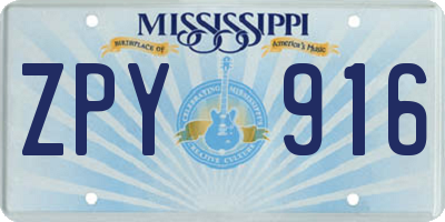 MS license plate ZPY916