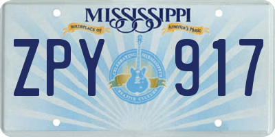 MS license plate ZPY917