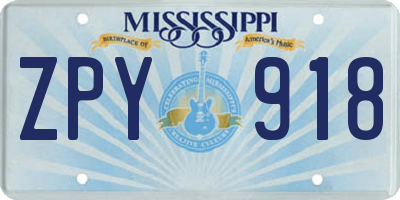 MS license plate ZPY918