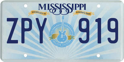 MS license plate ZPY919