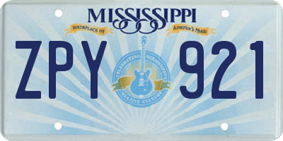 MS license plate ZPY921