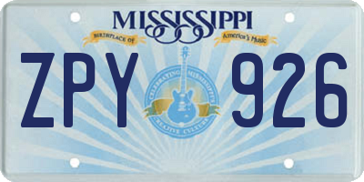 MS license plate ZPY926