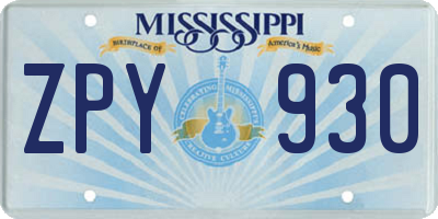 MS license plate ZPY930