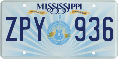 MS license plate ZPY936