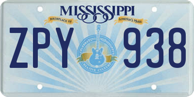 MS license plate ZPY938