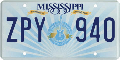 MS license plate ZPY940