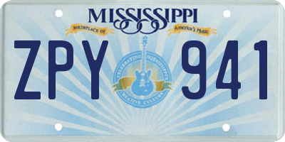 MS license plate ZPY941