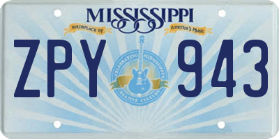 MS license plate ZPY943