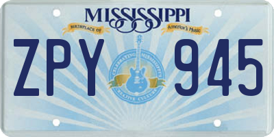 MS license plate ZPY945