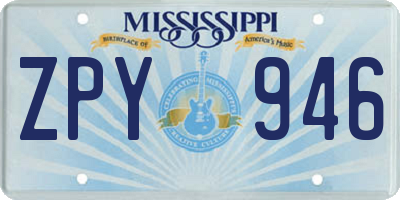 MS license plate ZPY946