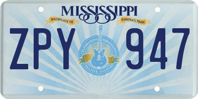 MS license plate ZPY947