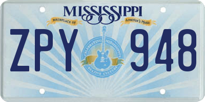 MS license plate ZPY948