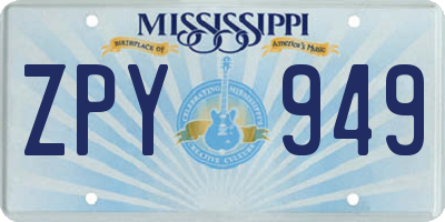 MS license plate ZPY949