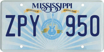 MS license plate ZPY950