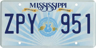 MS license plate ZPY951