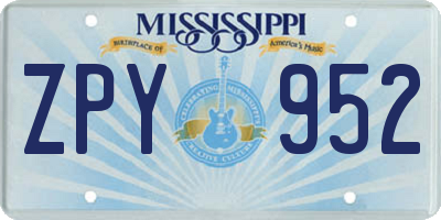 MS license plate ZPY952