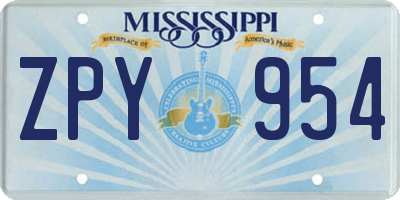 MS license plate ZPY954