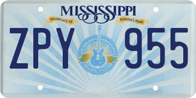 MS license plate ZPY955