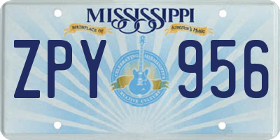 MS license plate ZPY956