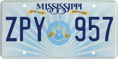 MS license plate ZPY957