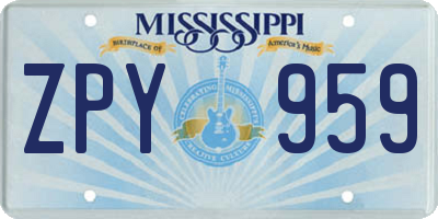MS license plate ZPY959