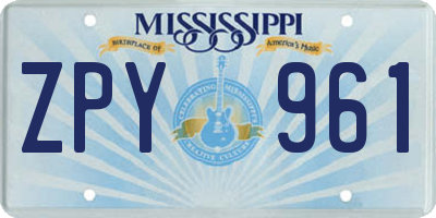 MS license plate ZPY961